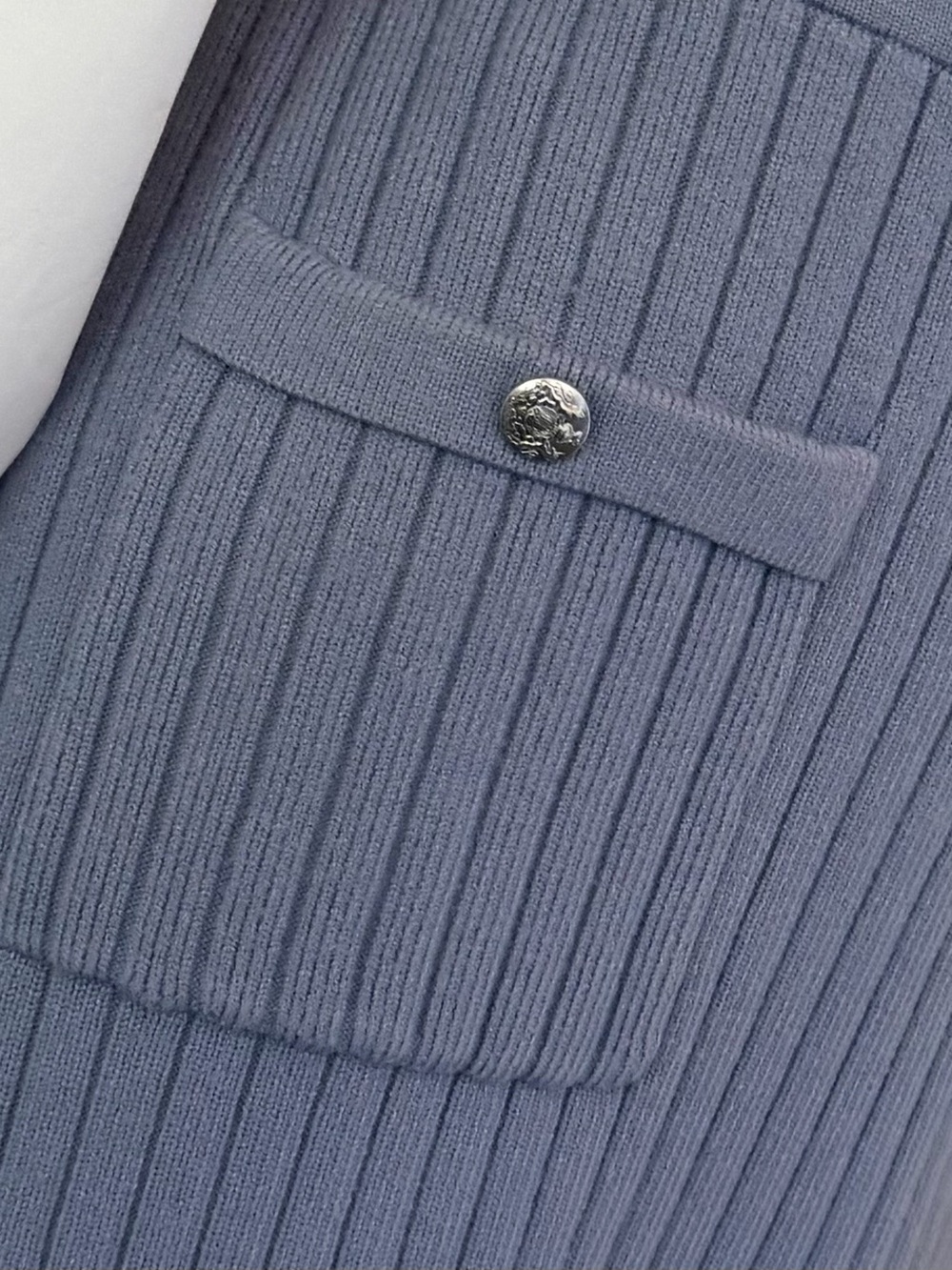 Vintage 90s Christian Lacroix Periwinkle Ribbed Knit Midi Skirt Y2K Minimalist L - Picture 6 of 13